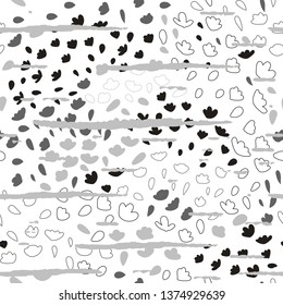 Vector organic seamless abstract background, botanical motif with stylized small leaves and texture, freehand doodles pattern.