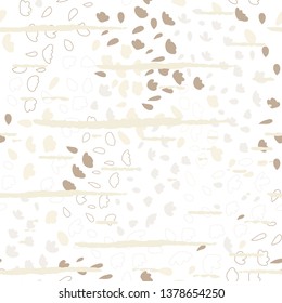 Vector organic seamless abstract background, botanical motif with stylized small leaves and texture, freehand doodles pattern.