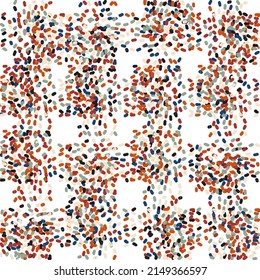 Vector organic seamless abstract background, party confetti pattern. Colorful pastel colored mosaic of simple shapes on white background.