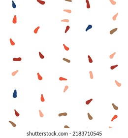 Vector organic seamless abstract background, party confetti pattern. Colorful pastel colored mosaic of simple shapes on white background.