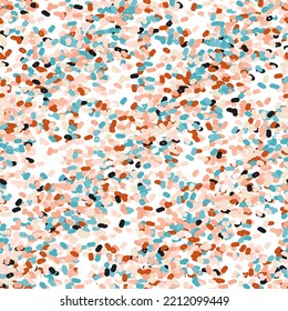 Vector organic seamless abstract background, party confetti pattern. Colorful pastel colored mosaic of simple shapes on white background.