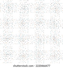 Vector organic seamless abstract background, party confetti pattern. Colorful pastel colored mosaic of simple shapes on white background.
