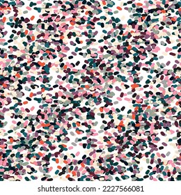 Vector organic seamless abstract background, party confetti pattern. Colorful pastel colored mosaic of simple shapes on white background.
