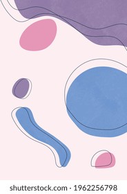 Vector organic shapes collage background vertical banner, social media, app and web design, boho style