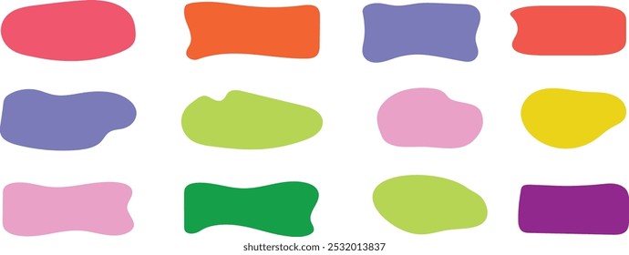 Vector organic shapes. Hand drawing organic rectangle frames. Doodle bubble wavy banner with quote asymmetrical shape.