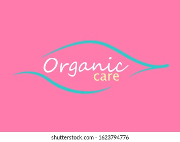 Vector organic sign with contour green leaves. Eco Life symbol. Ecology nature element