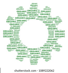 Vector organic text icons are united into cog illustration. Service design concept constructed with organic text items.