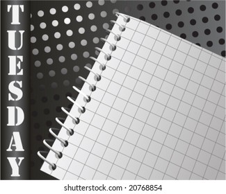 Vector organizer note book for tuesday