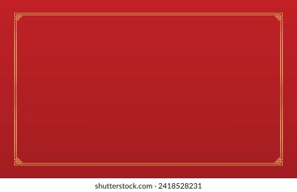 Vector oriental chinese border ornament on red background