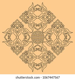 vector oriental chinese ornament asian traditional pattern floral vintage element cut silhouette ornament central asia applique work for t-shirt mongolian ornament. laser cutting