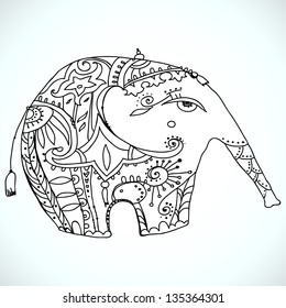 vector oriental elephant design