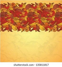 Vector oriental flower paisley border design template