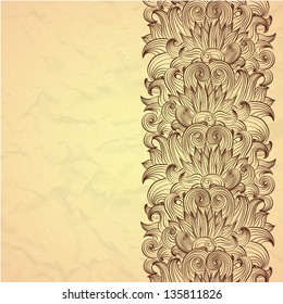 Vector oriental flower paisley border design template