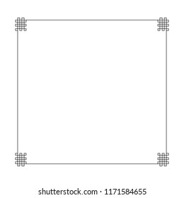 Vector Oriental Frame, Black Border Isolated on White Background, Ornament Template, Blank.