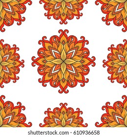 Vector oriental mandala. Decorative circles seamless pattern. Ethnic ornamental texture. Eastern tribal motifs