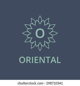 Vector oriental monogram. Elegant modern frame. Outline style template for logo and branding.