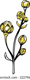 Vector oriental motif of flowers. Original floral design, exotic flowers, tropical leaves