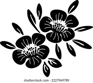 Vector oriental motif of flowers. Original floral design, exotic flowers, tropical leaves