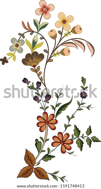 Vector Oriental Motif Flowers Original Floral Stock Vector (Royalty ...