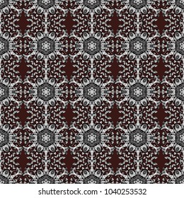 Vector oriental ornament. Colorful pattern on brown, black and gray colors with colorful elements. Seamless colorful pattern.