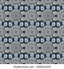Vector oriental ornament frame with decorative colored foil. Design for fashion banner, label, bridal shower or wedding invitation. Black, white and blue back.