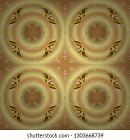 Vector oriental ornament. Golden pattern on beige and yellow colors with golden elements. Seamless golden pattern.