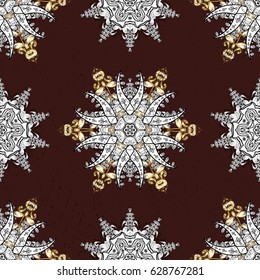 Vector oriental ornament. Golden pattern on brown background with golden elements. Golden pattern.