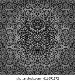 Vector oriental ornament. Vector illustration. Seamless oriental ornament in the style of baroque. Grayen pattern with gray elements. Traditional classic gray pattern.
