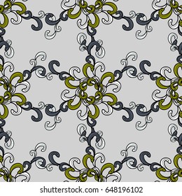 Vector oriental ornament. Vector illustration. Seamless pattern with colorful doodles elements. Seamless colorful pattern.