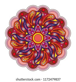 Vector oriental ornament Mandala. Multicolored pattern isolated on white background.