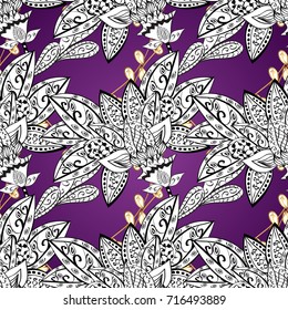 Vector oriental ornament. Ornamental oriental ornament in the style of baroque. Traditional classic golden pattern. Golden pattern on white, purple and black colors with golden elements.