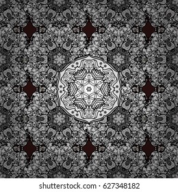 Vector oriental ornament. Pattern on brown background with white elements. White pattern.