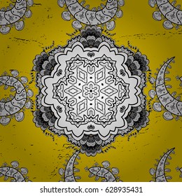 Vector oriental ornament. Pattern on yellow background with white elements. White pattern.