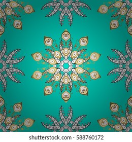 Vector oriental ornament. Seamless pattern on blue background with white elements. Seamless white pattern.