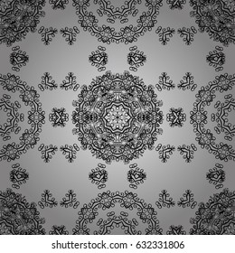 Vector oriental ornament. Seamless oriental ornament in the style of baroque. Traditional classic dim pattern. Dim pattern on gray background with dim elements.