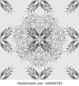 Vector oriental ornament. Seamless oriental ornament in the style of baroque. Traditional classic white pattern. White pattern on gray background with white elements.