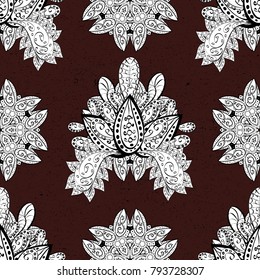 Vector oriental ornament. Seamless oriental ornament in the style of baroque. Traditional classic dark pattern. Dark pattern on brown colors with dark elements.