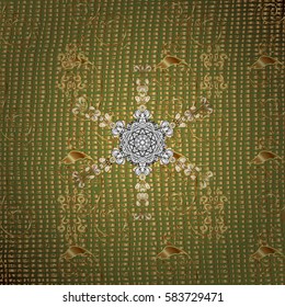 Vector oriental ornament. Oriental ornament in the style of baroque. Traditional classic golden pattern. Golden pattern on green background with golden elements.