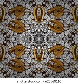 Vector oriental ornament. Oriental ornament in the style of baroque. Traditional classic golden pattern. Golden pattern on brown background with golden elements.