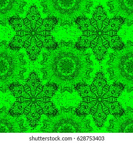 Vector oriental ornament. Oriental ornament in the style of baroque. Traditional classic dark pattern. Dark pattern on green background with dark elements.