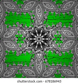 Vector oriental ornament. Traditional classic white pattern. Pattern on green and white background with white elements. Oriental ornament in the style of baroque.