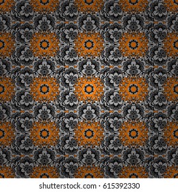 Vector oriental ornament. Whiteen pattern on orange background with white elements. Seamless white pattern.