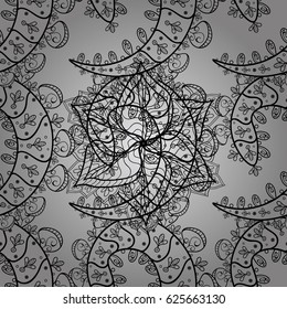 Vector oriental ornament. Whiteen pattern on gray background with white elements. Seamless white pattern.