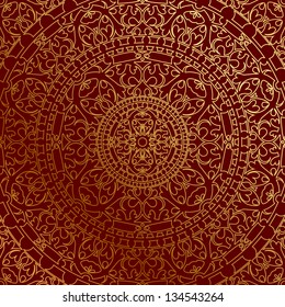 Vector oriental red background with gold ornament