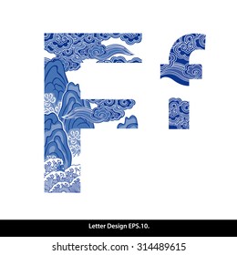 Vector of Oriental style alphabet - F. Traditional Chinese style.