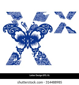 Vector of Oriental style alphabet - X. Traditional Chinese style.