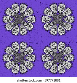 Vector oriental style arabesques. On background with grunge elements. Grunge texture curls. Brilliant lace, stylized flowers, paisley. Openwork delicate grunge pattern.