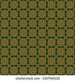 Vector oriental style arabesques. Seamless pattern with golden elements, curls and ornaments on a background.