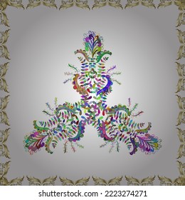 Vector. Oriental style arabesques. Seamless golden texture curls. Openwork delicate golden pattern. Brilliant lace, stylized flowers. Seamless pattern on white and green colors with golden elements.
