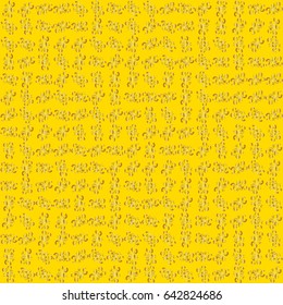 Vector oriental style arabesques. Seamless pattern with golden elements, curls and ornaments on a yellow background.